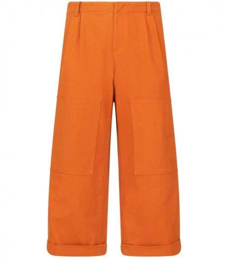 orange wide-leg trousers