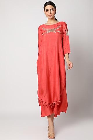 orange zardosi embroidered tunic