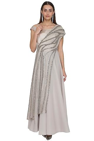 orbit silver gown with embellished cape