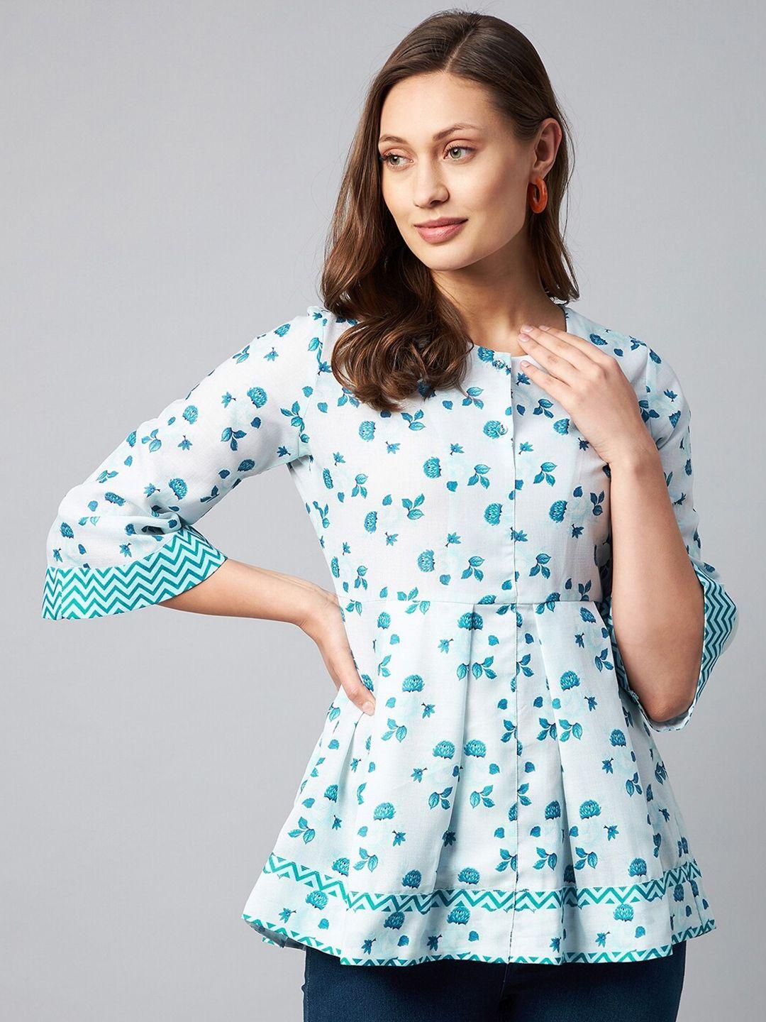 orchid hues blue floral print top
