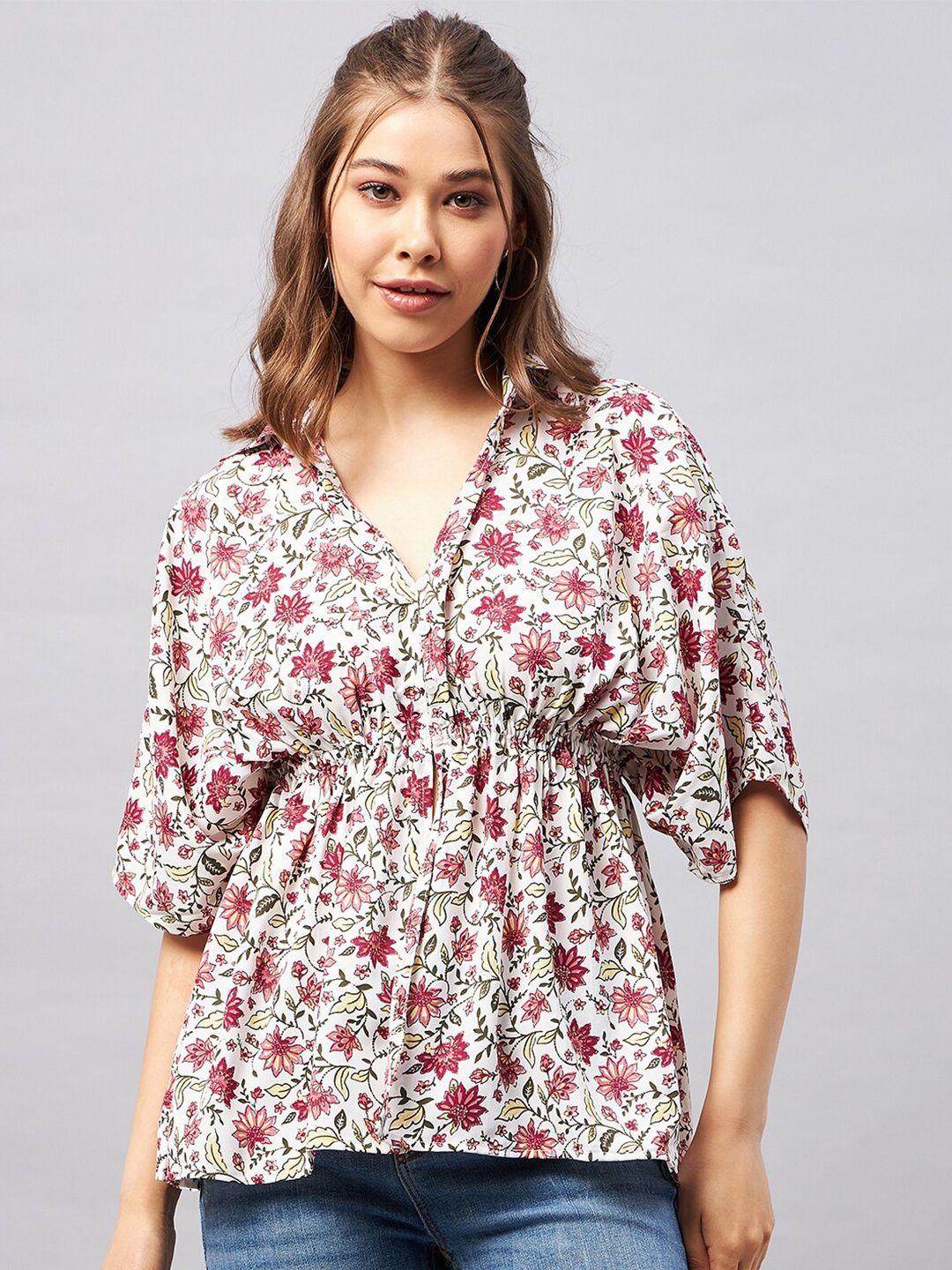 orchid hues floral print flared sleeve empire top