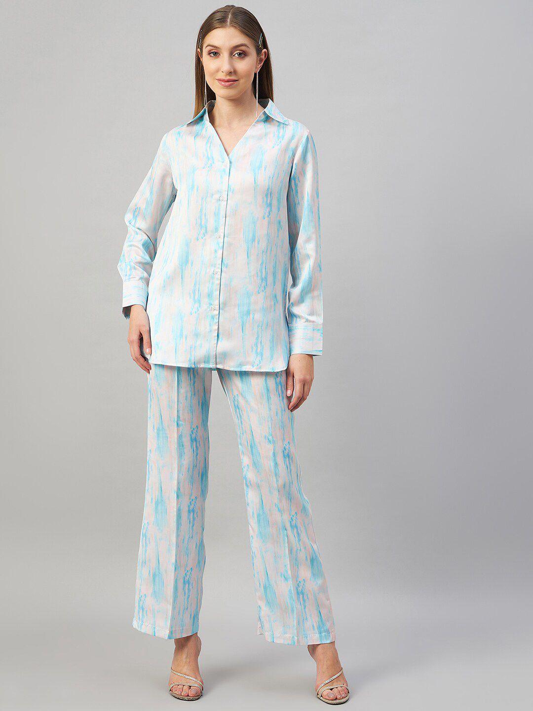 orchid hues women abstract printed shirt with trouser