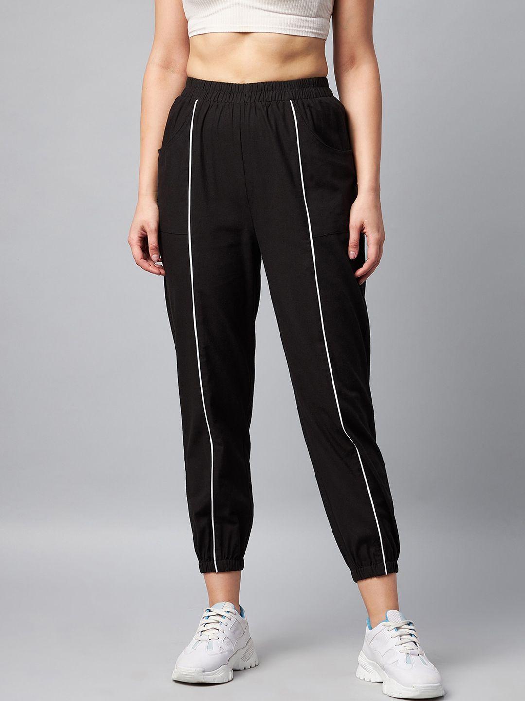 orchid hues women black relaxed high-rise joggers