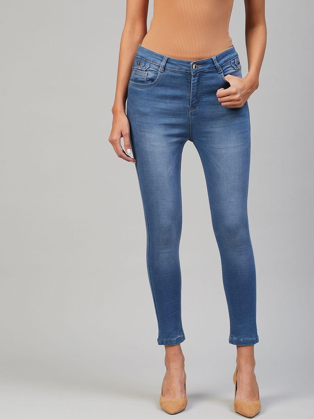 orchid hues women blue high-rise light fade jeans