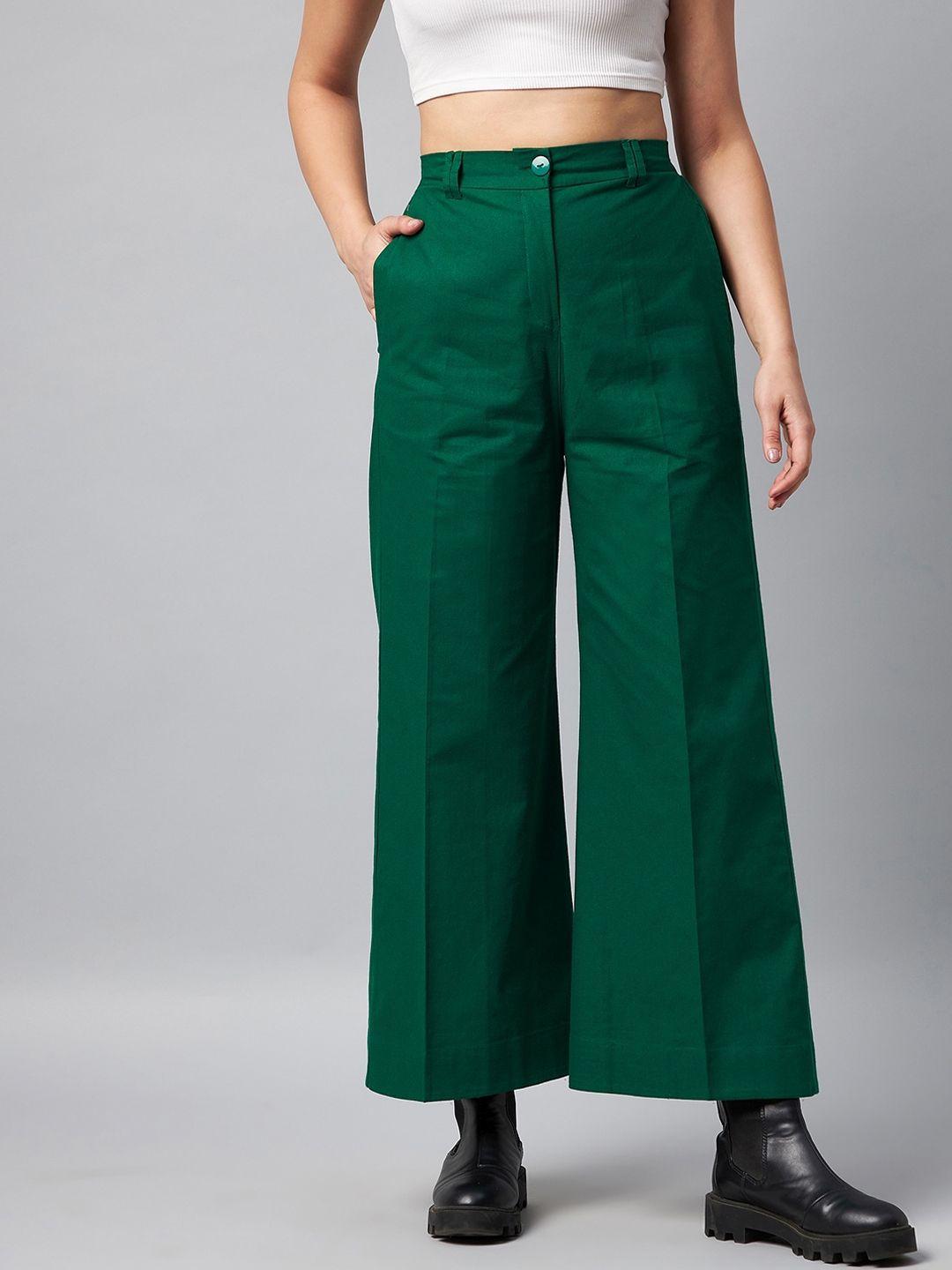 orchid hues women green high-rise trousers
