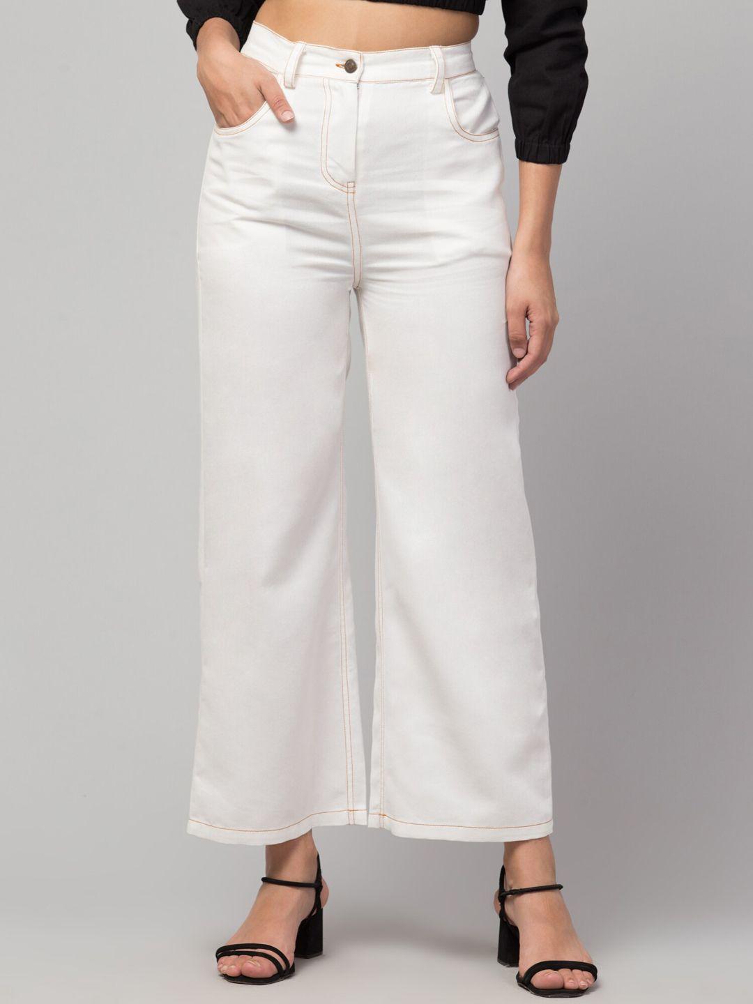orchid hues women white high-rise wide leg jeans