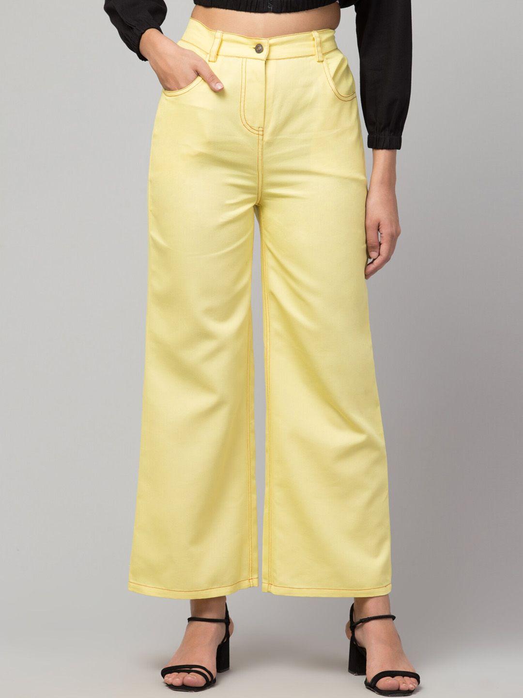 orchid hues women yellow high-rise jeans