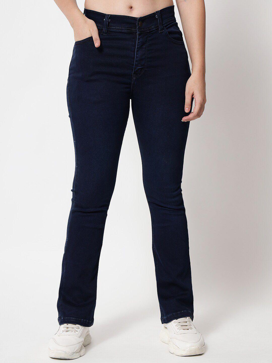 orchid blues women navy blue bootcut stretchable jeans