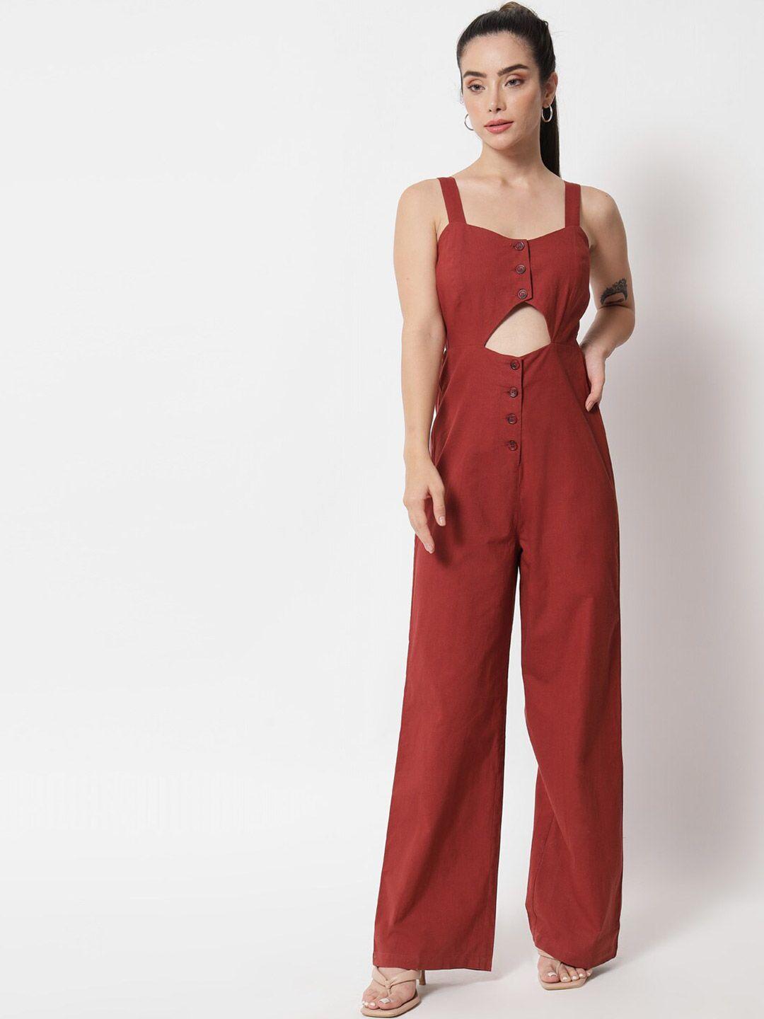 orchid hues brown basic jumpsuit