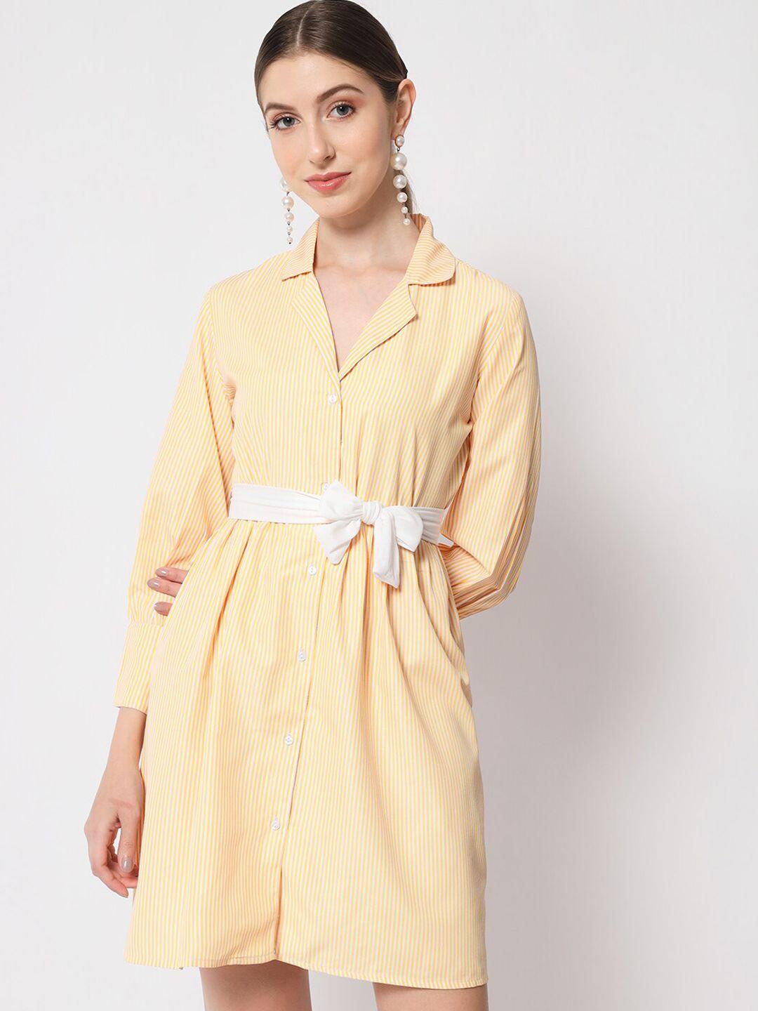 orchid hues cuffed sleeve striped cotton shirt dress