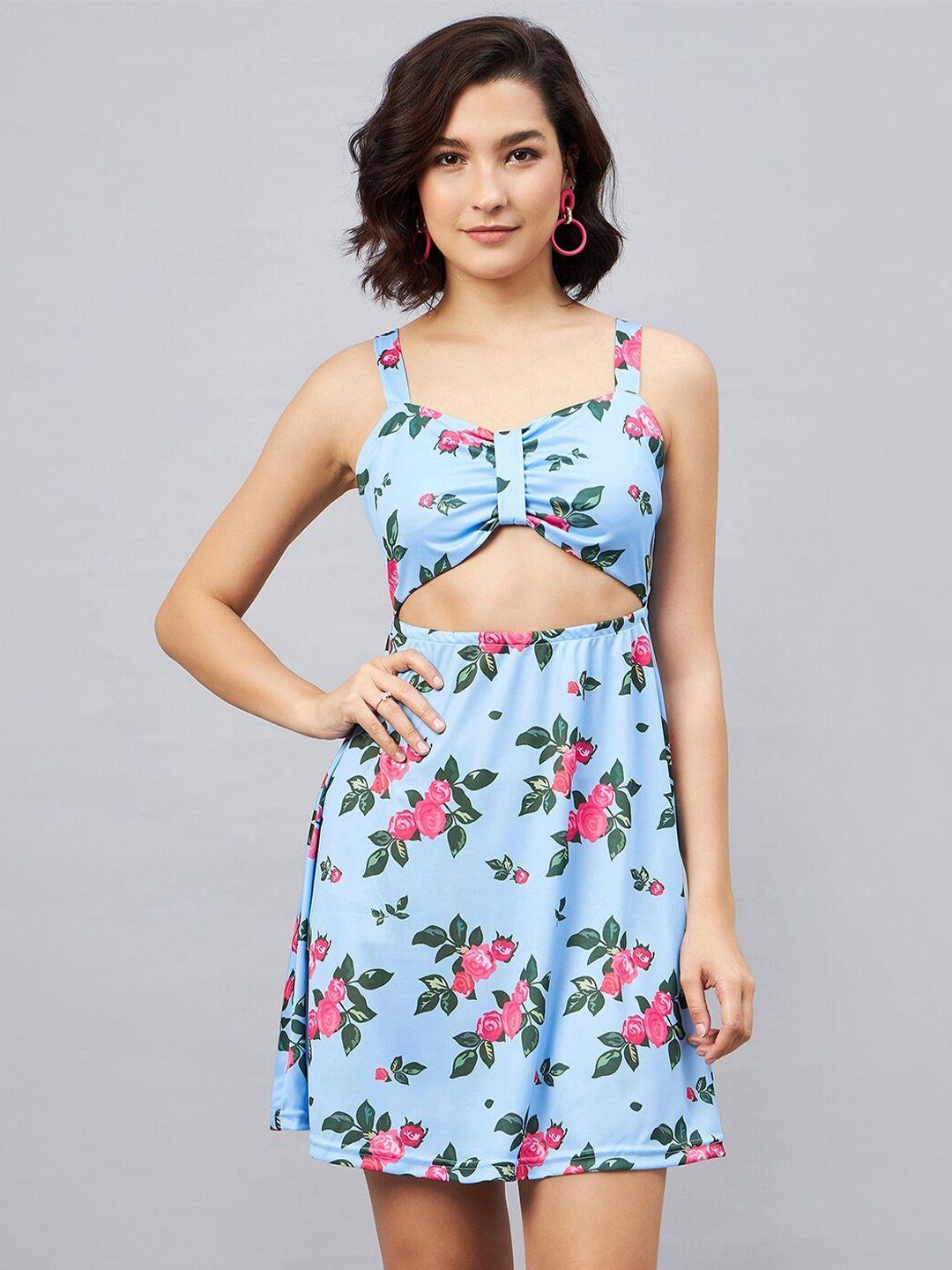 orchid hues floral print fit & flare dress