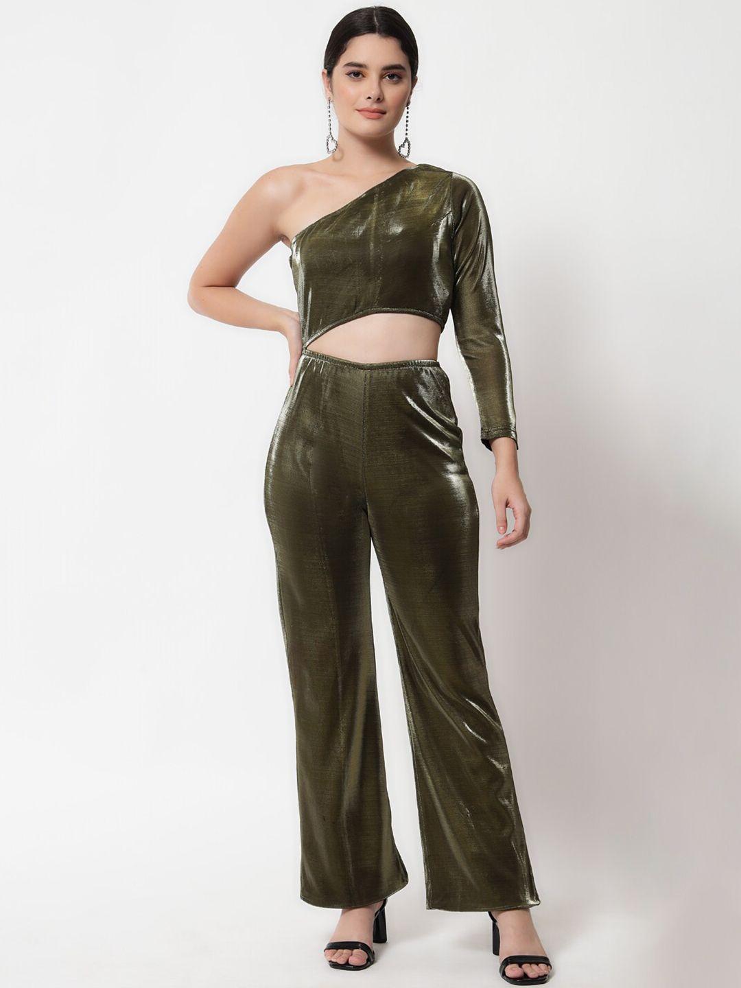 orchid hues gold-toned & green basic jumpsuit