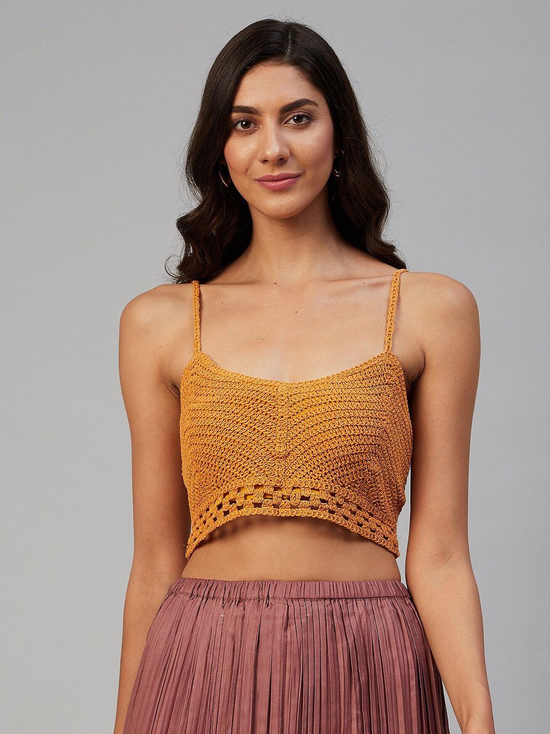 orchid hues mustard yellow crop top