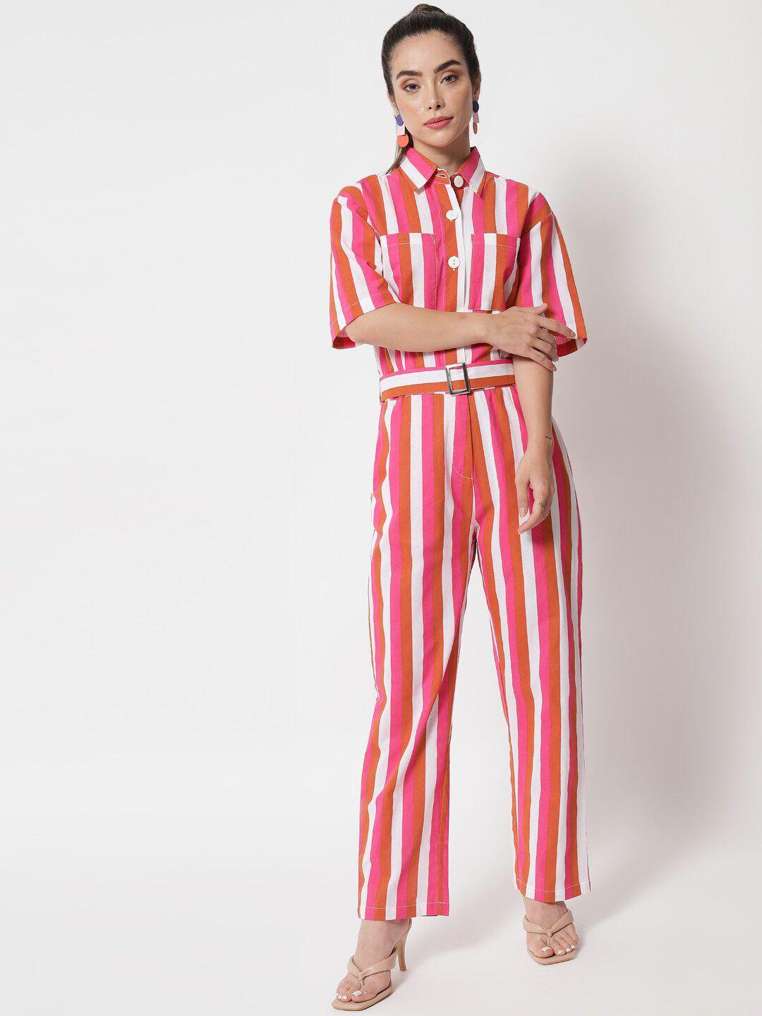 orchid hues pink & white striped basic jumpsuit