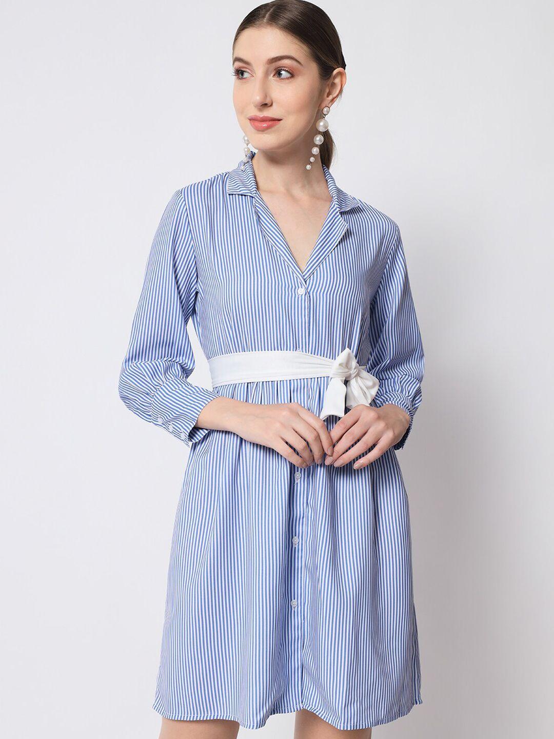 orchid hues striped cotton shirt dress