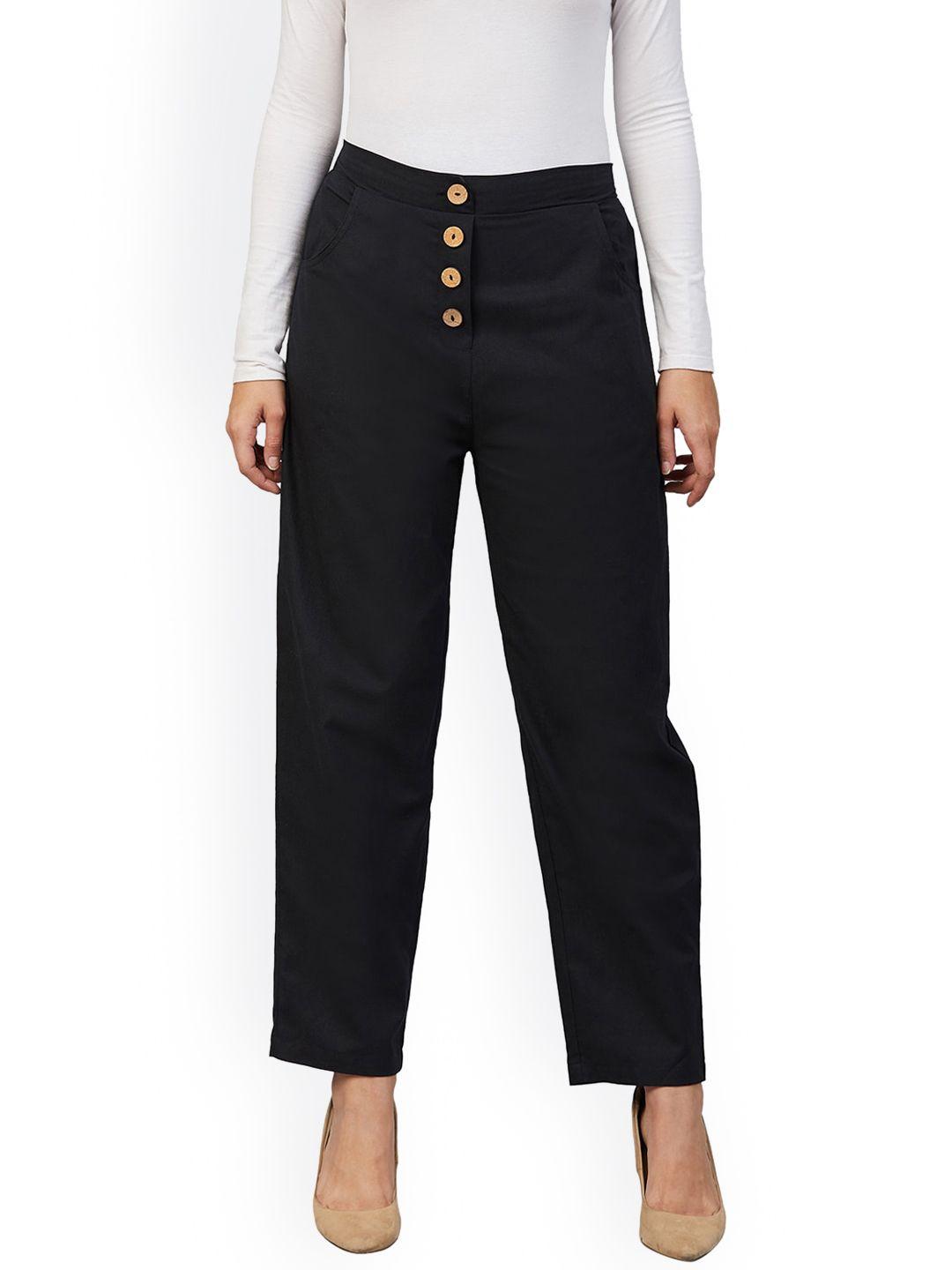 orchid hues women black high-rise trousers