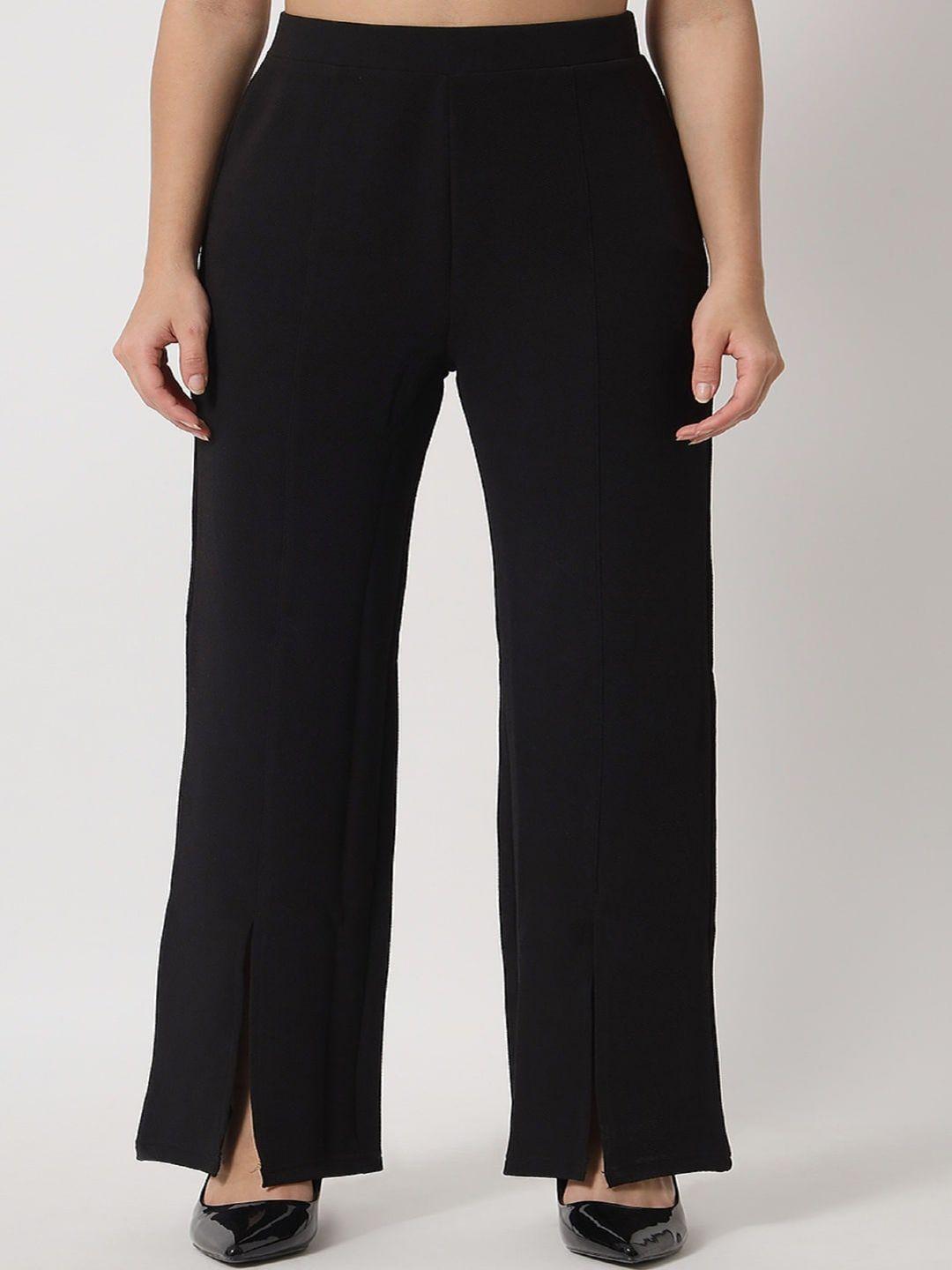 orchid hues women black high-rise trousers