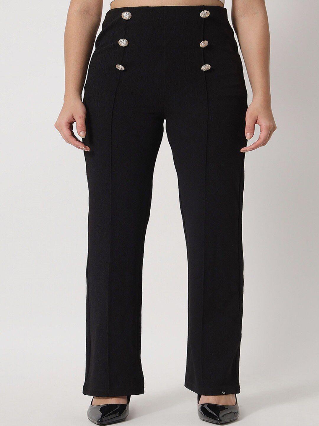 orchid hues women black high-rise trousers