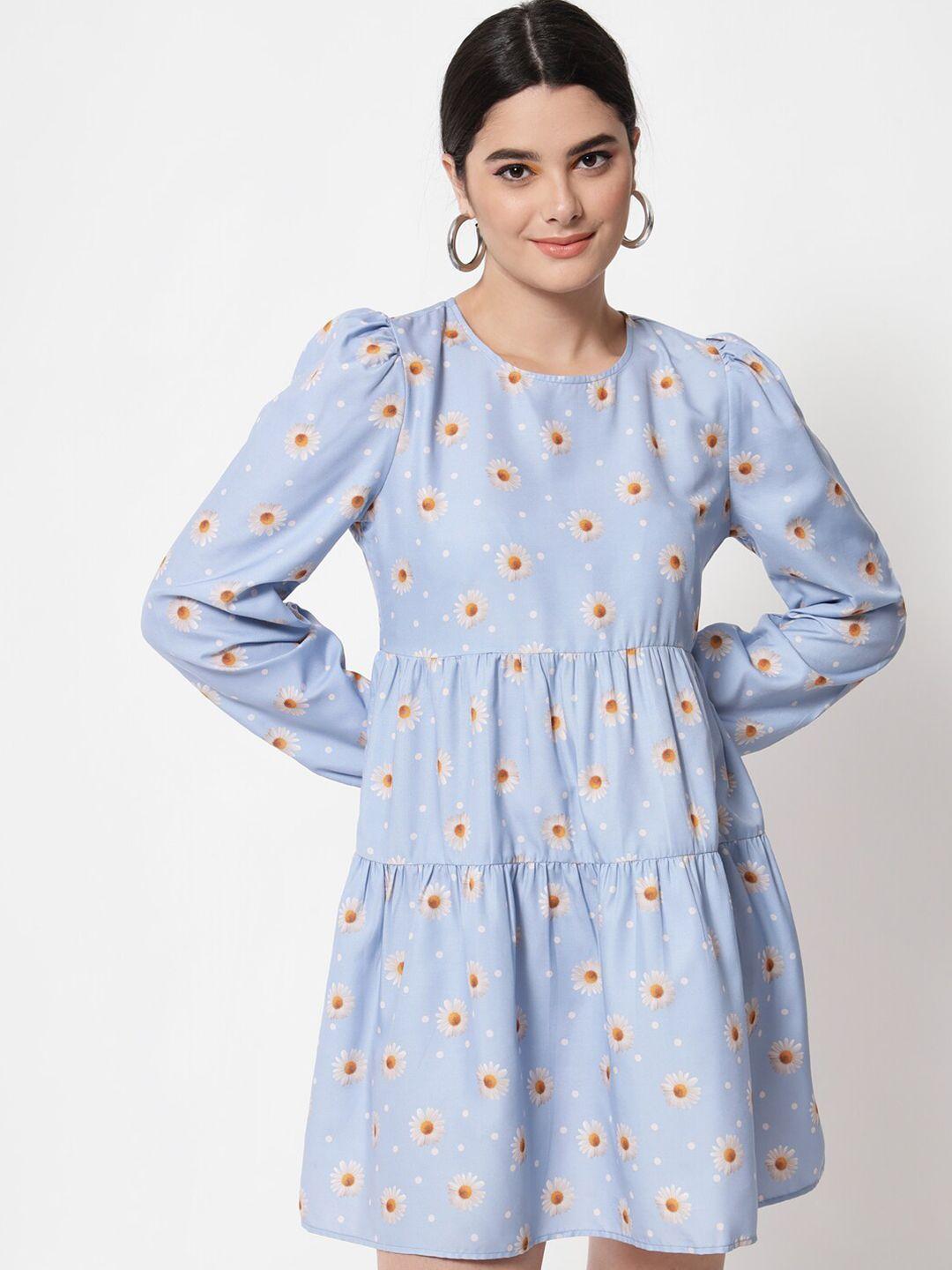 orchid hues women blue floral printed dress