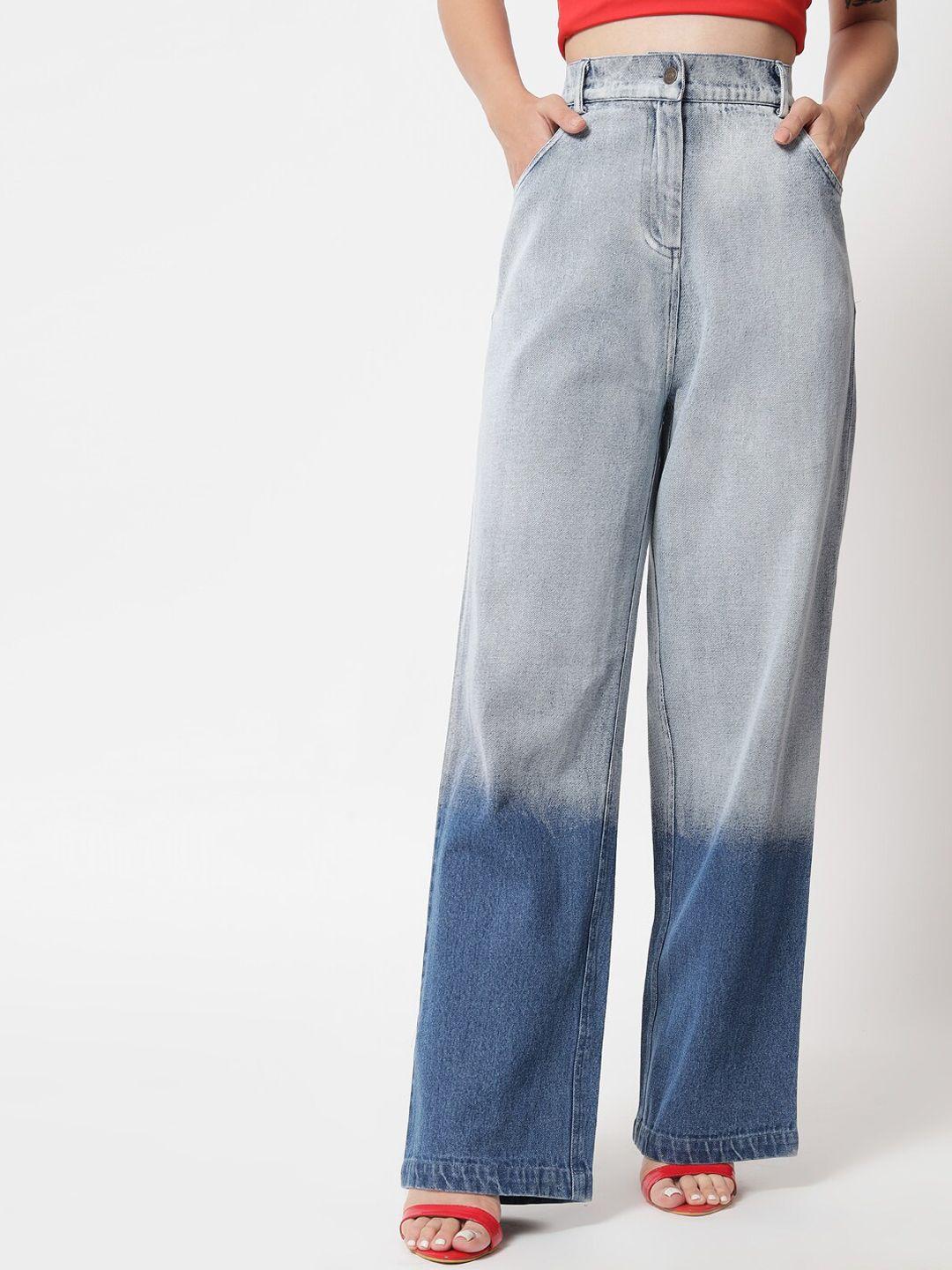 orchid hues women blue high-rise heavy fade jeans