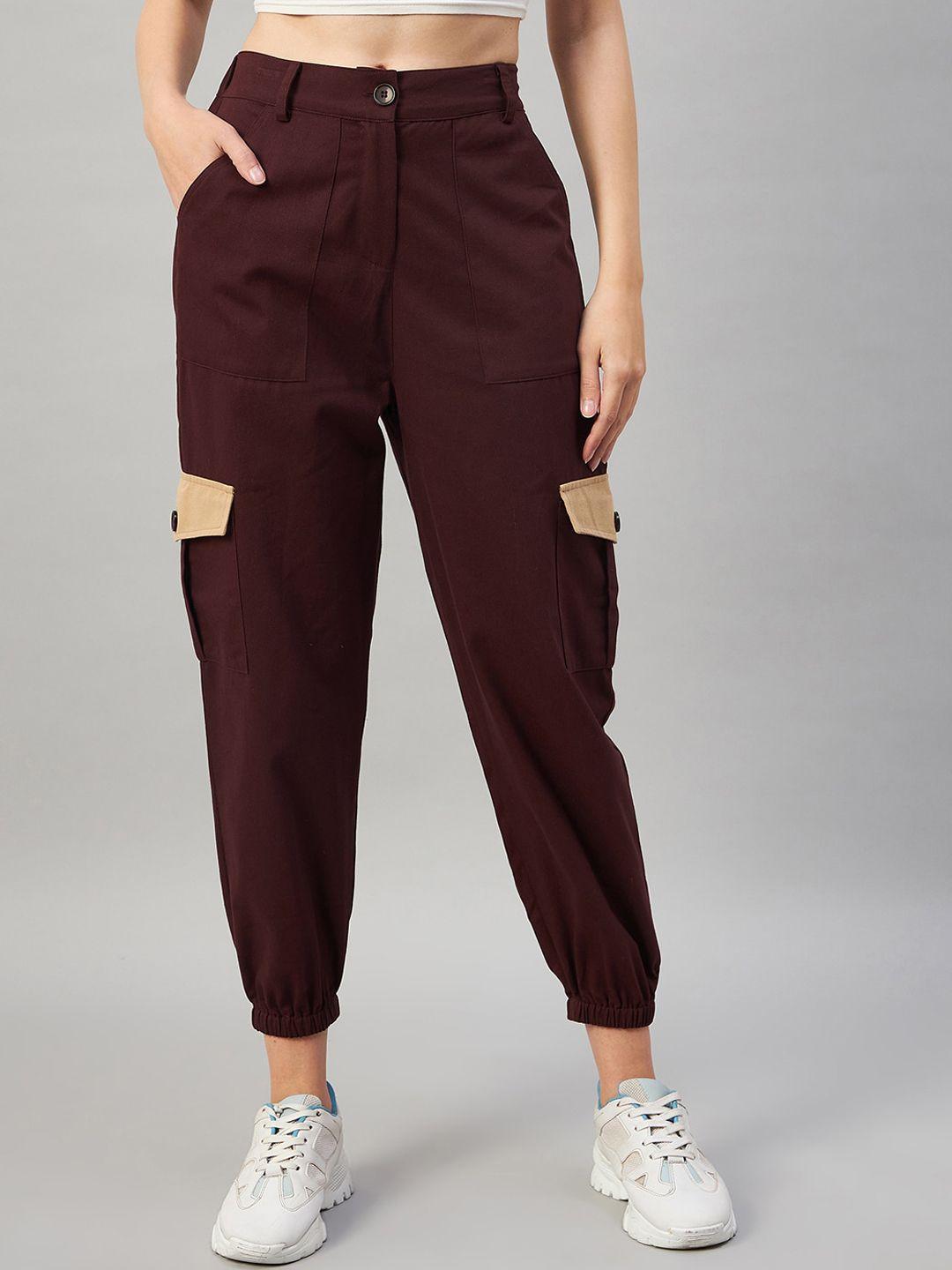 orchid hues women contrast pocket high-rise easy wash joggers