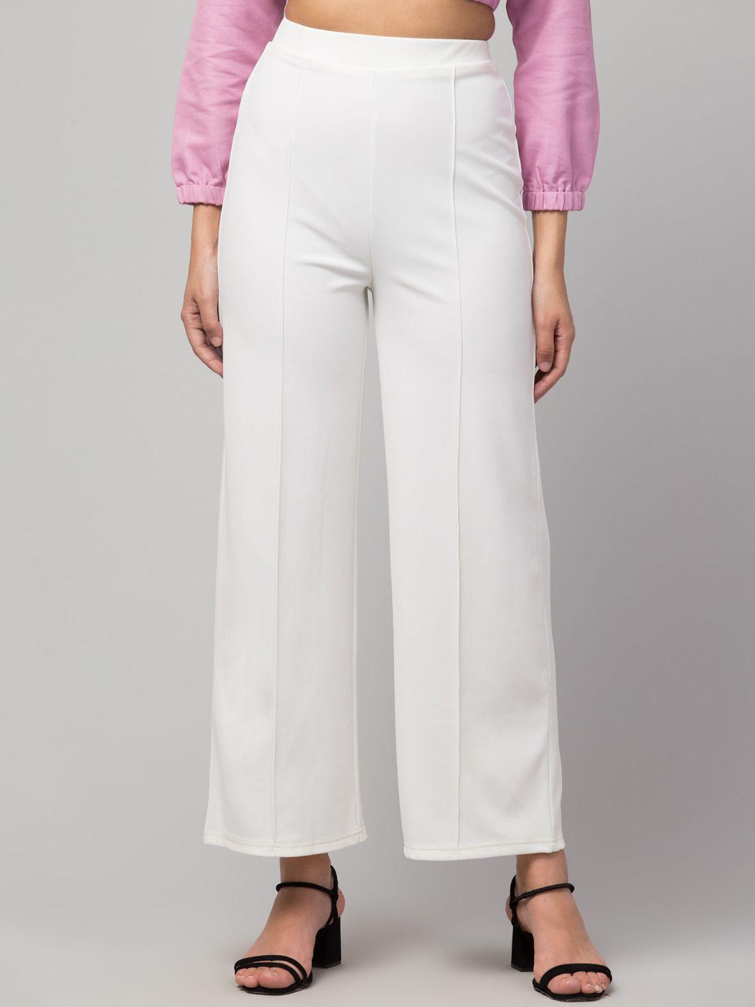 orchid hues women flared high-rise easy wash trousers