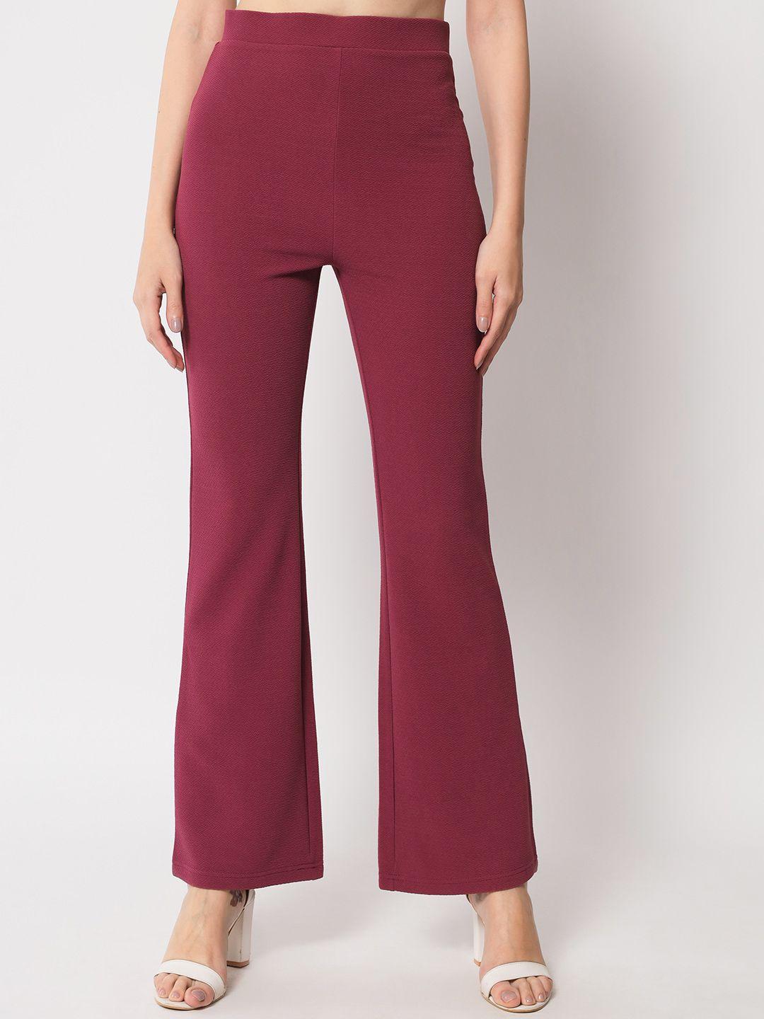 orchid hues women flared high-rise easy wash trousers