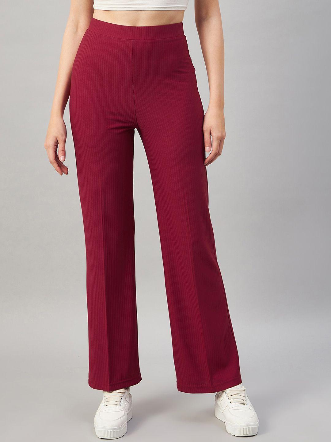 orchid hues women flared high-rise flat-front parallel trousers