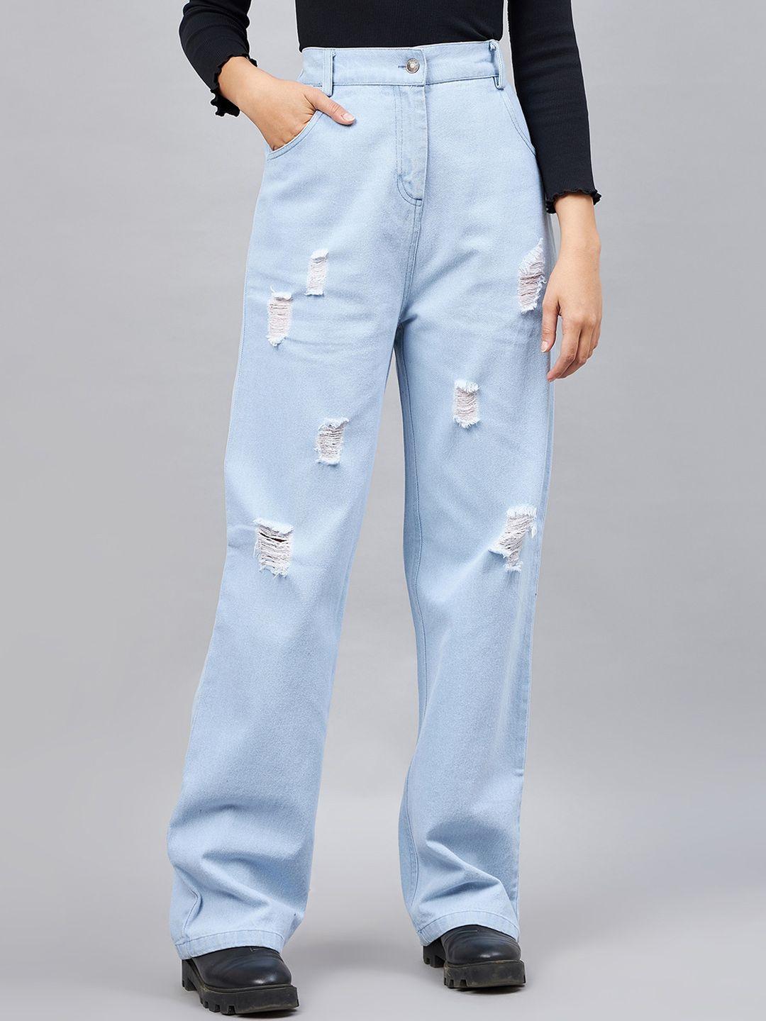 orchid hues women flared high-rise mildly distressed jeans