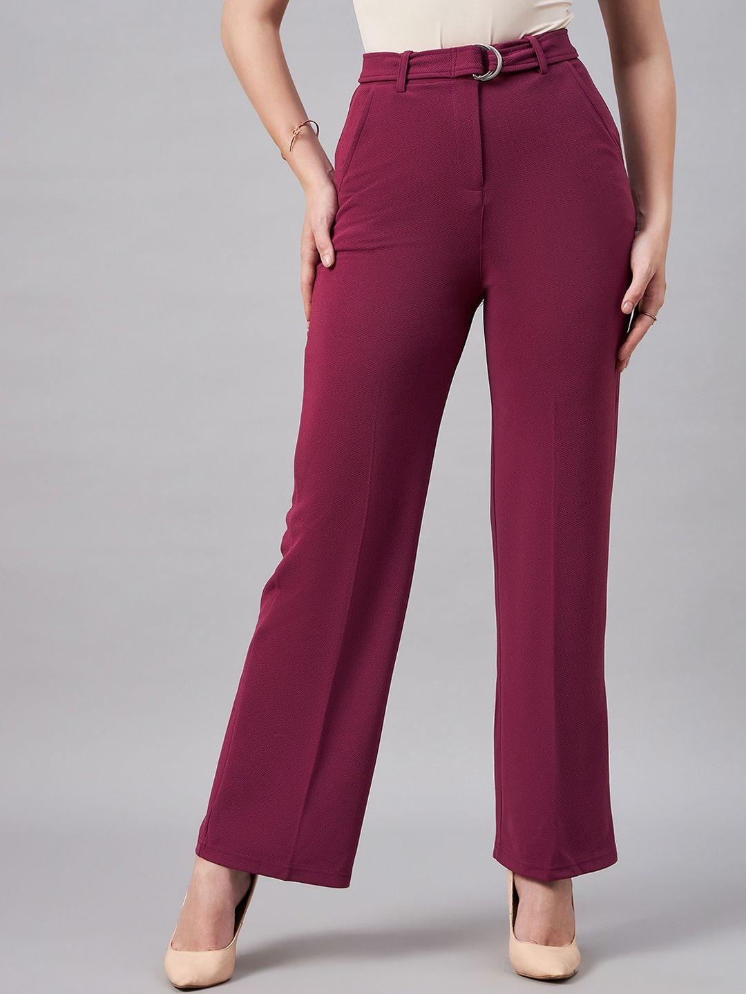 orchid hues women flared high-rise parallel trousers