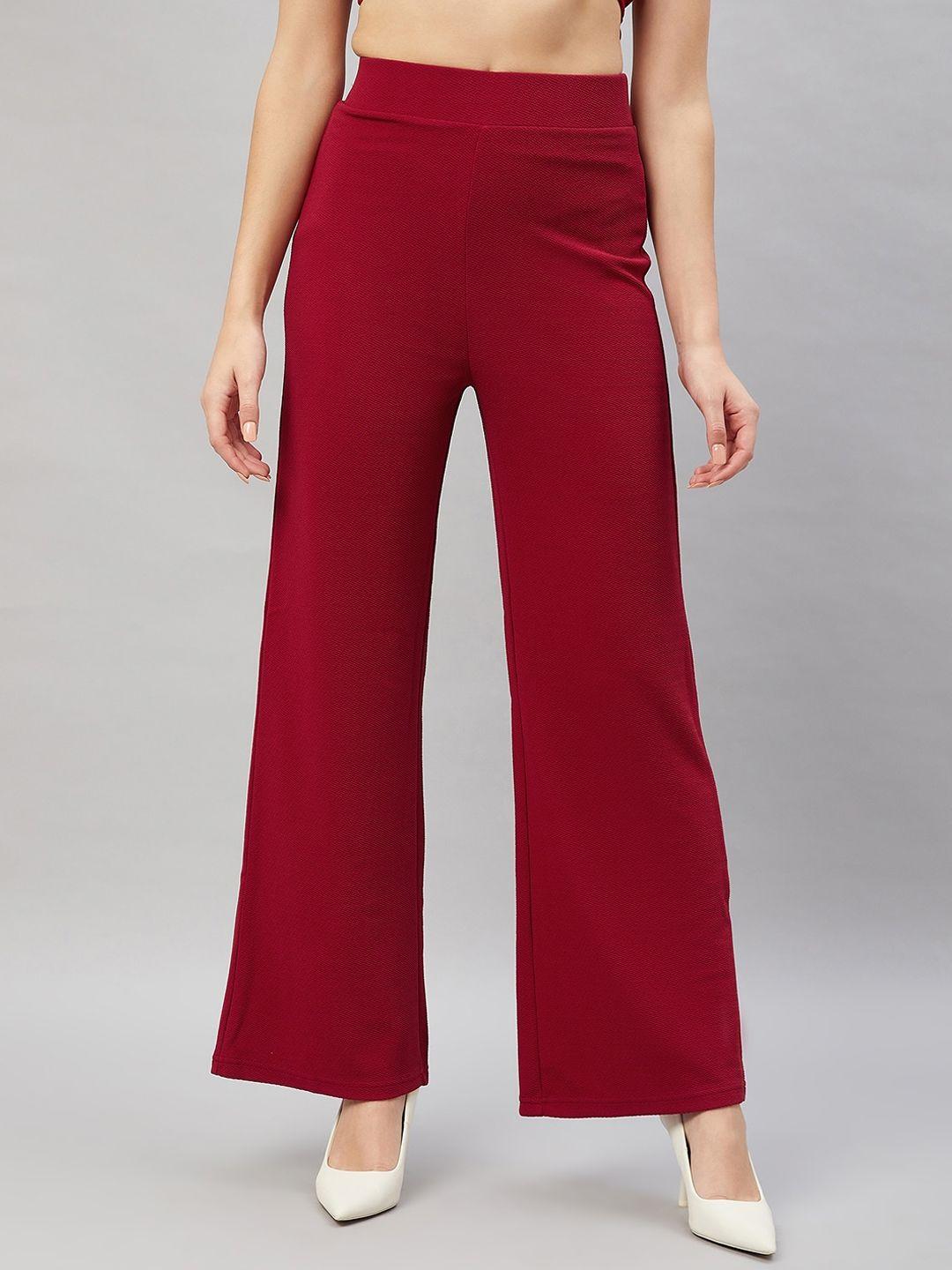 orchid hues women flared high-rise trousers