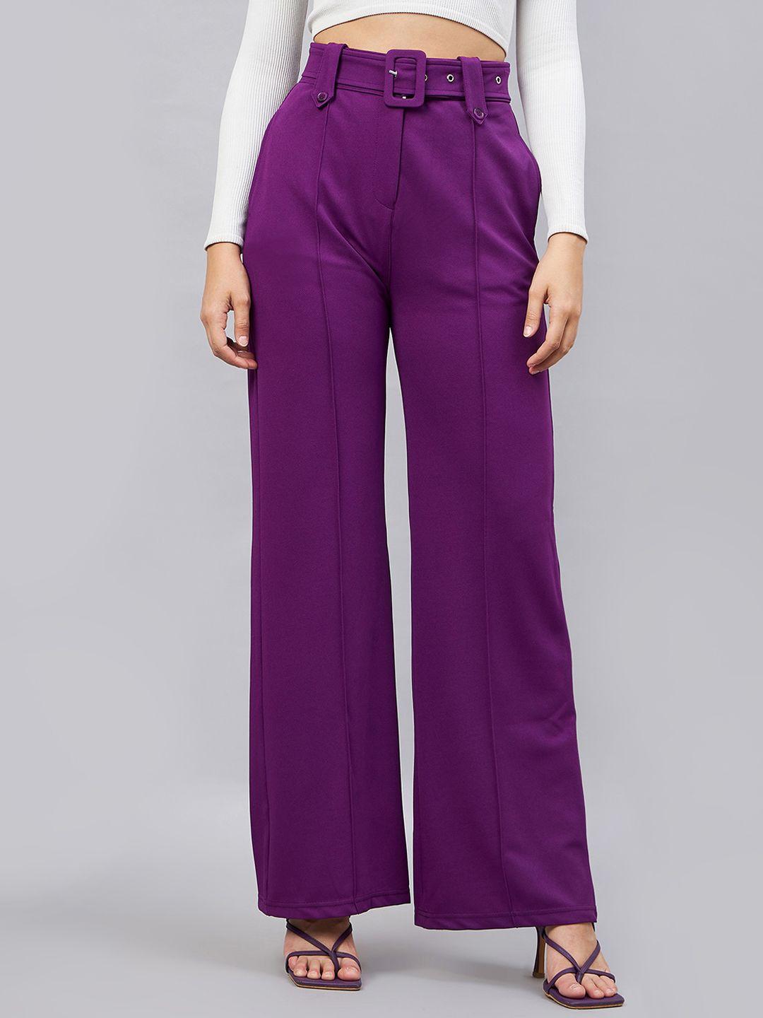 orchid hues women flared high-rise trousers