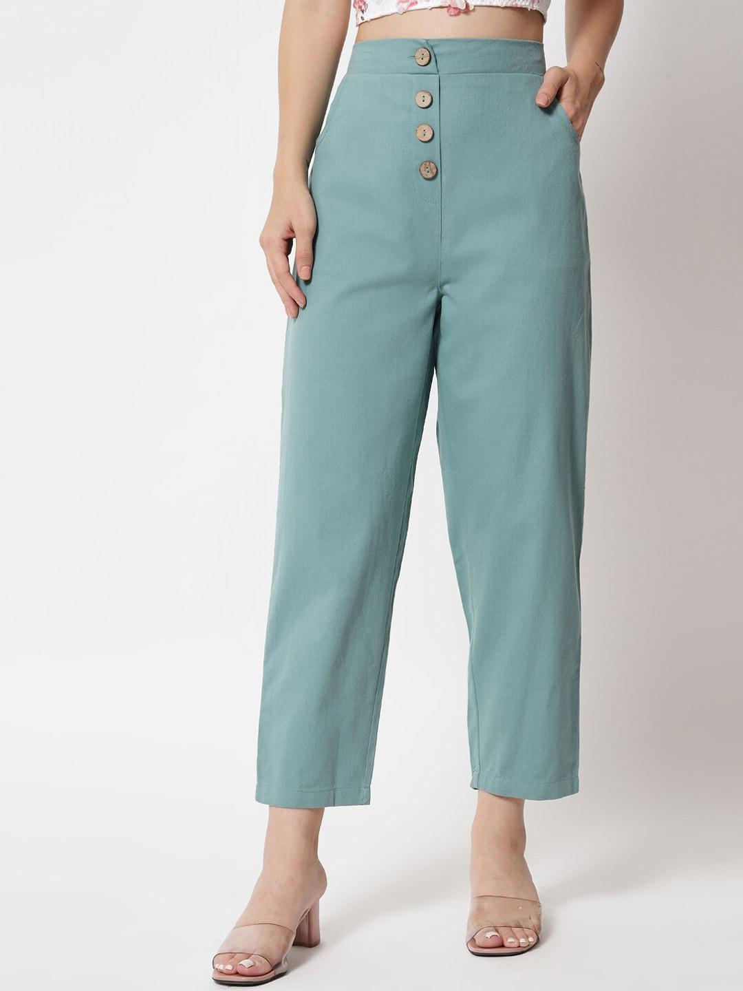 orchid hues women green high-rise trousers