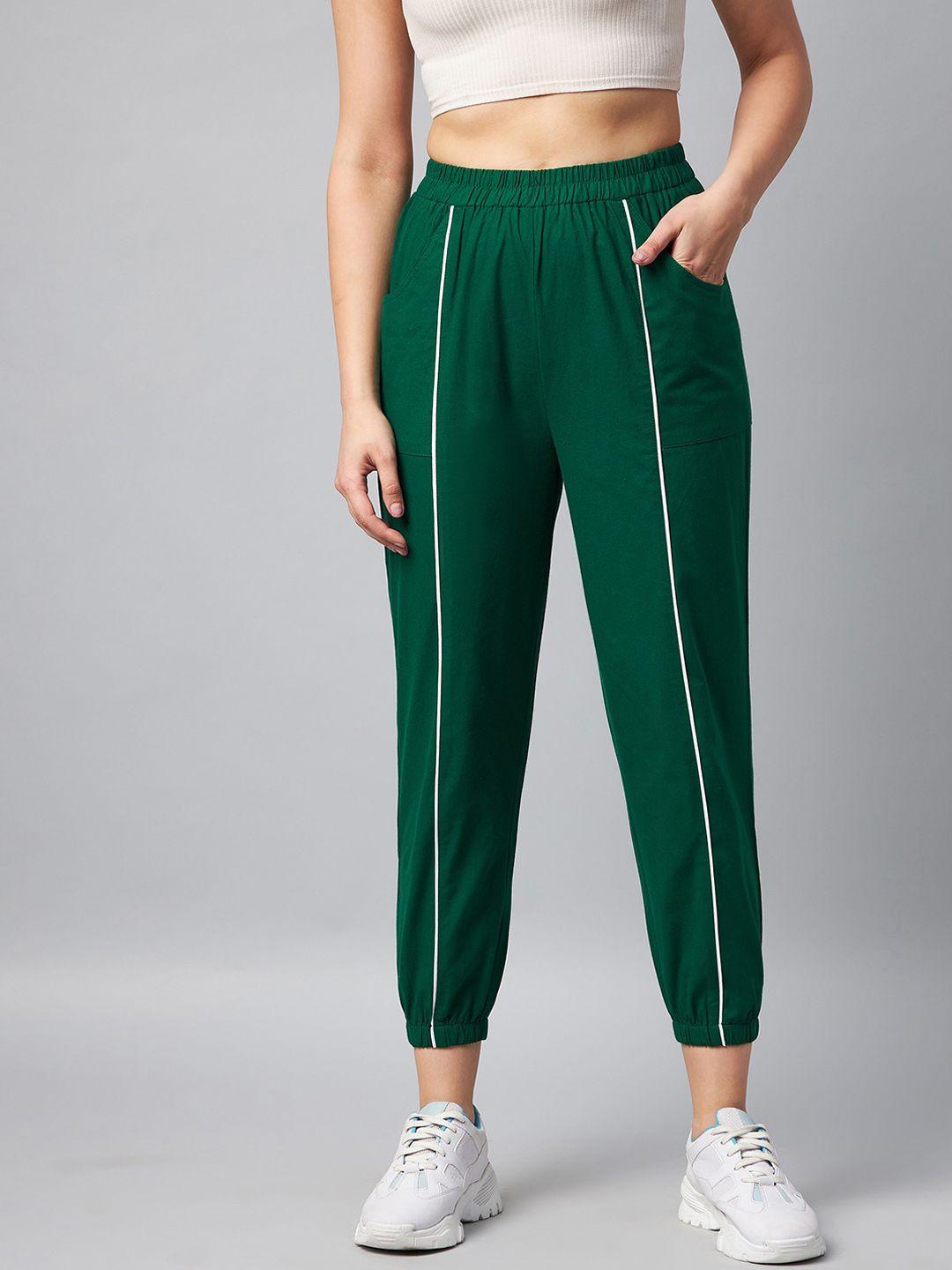 orchid hues women green relaxed high-rise pure cotton joggers