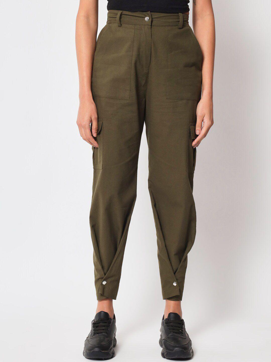 orchid hues women high-rise easy wash cotton trousers