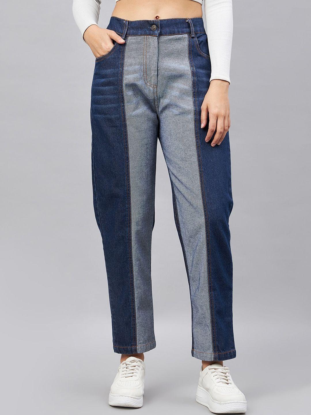 orchid hues women high-rise paneled cotton jeans