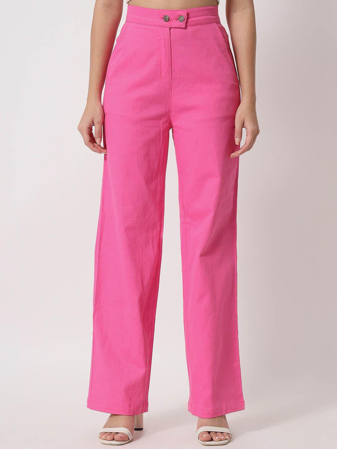 orchid hues women pink flared high-rise cotton  jeans