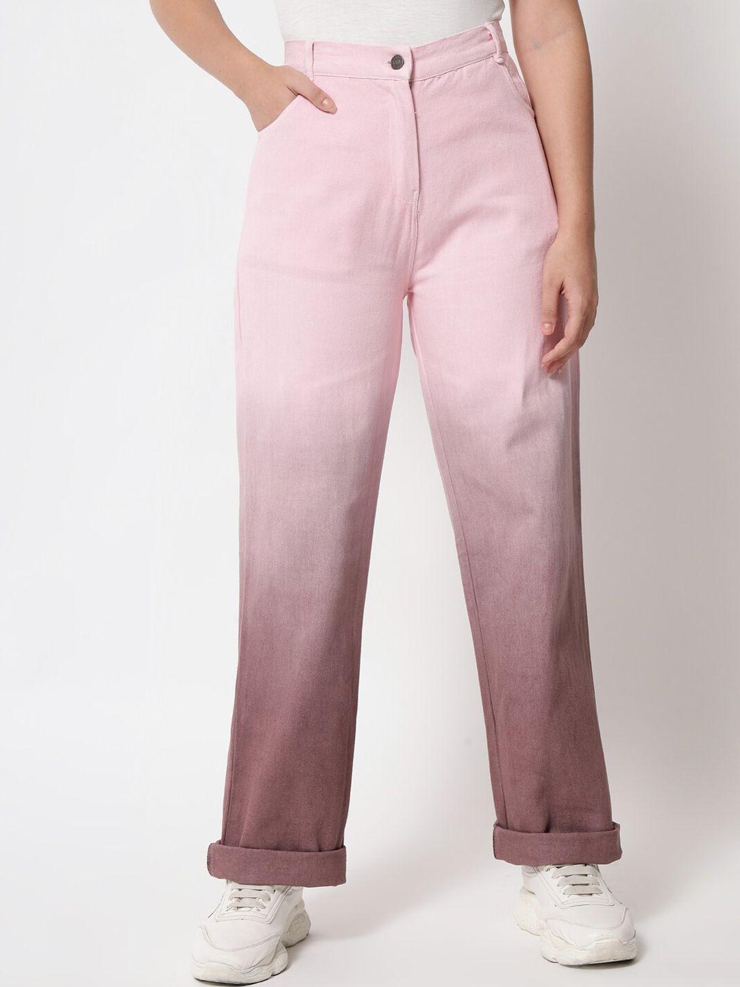 orchid hues women pink flared high-rise ombre jeans