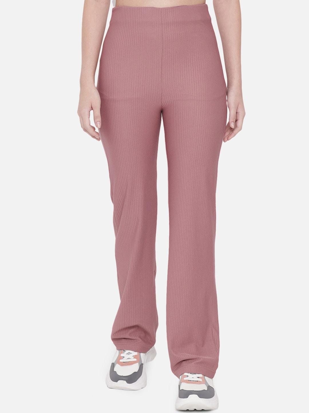 orchid hues women pink striped high-rise trousers
