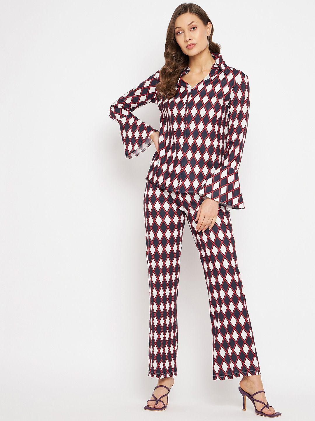 orchid hues women printed shirt with trouser co-ord set