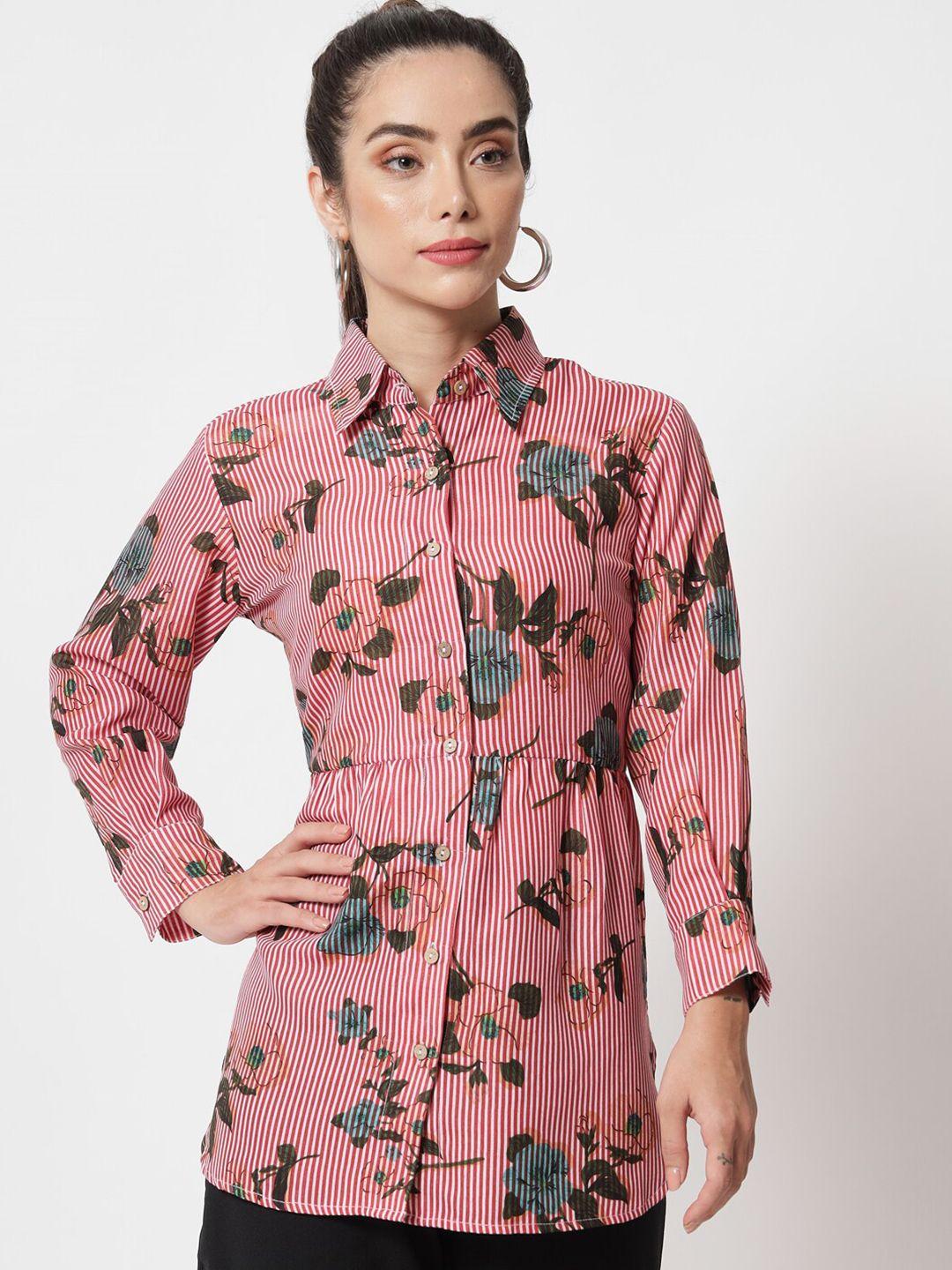 orchid hues women red cotton floral shirt dress