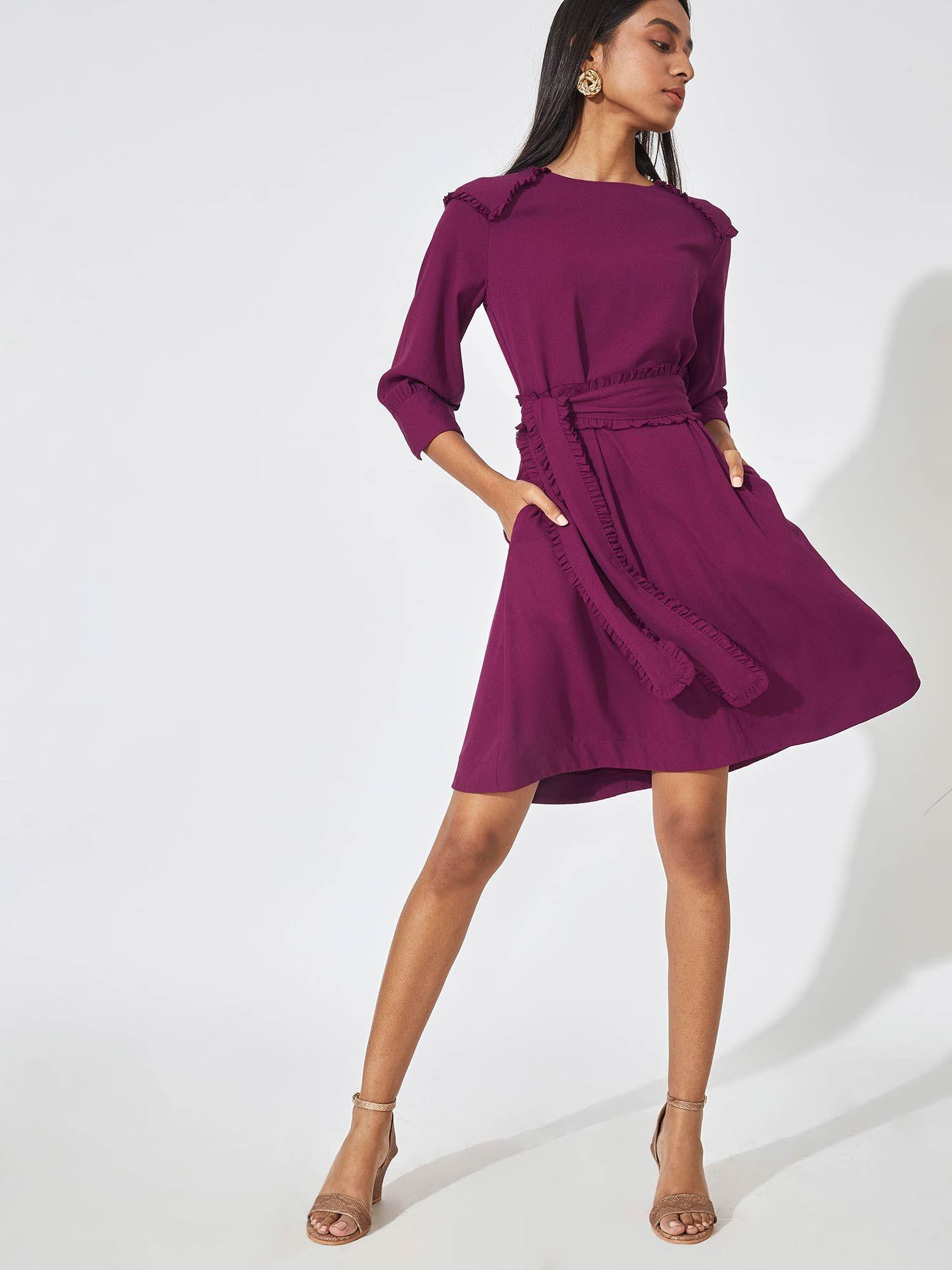 orchid purple ruffled dress