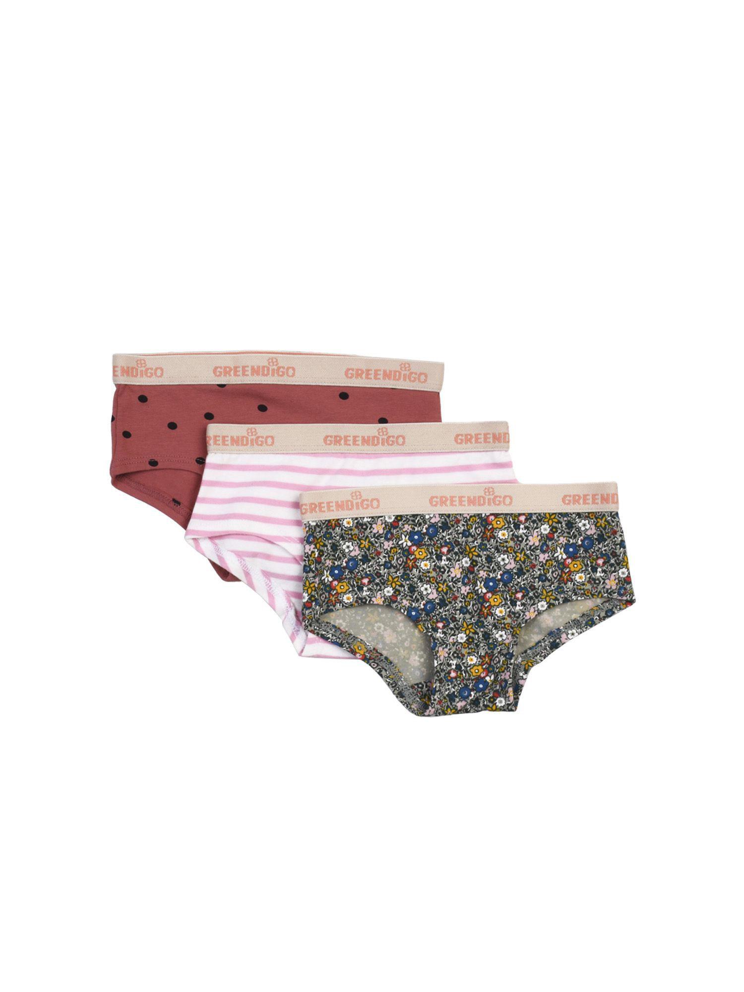 organic cotton girls printed panties (pack of 3)