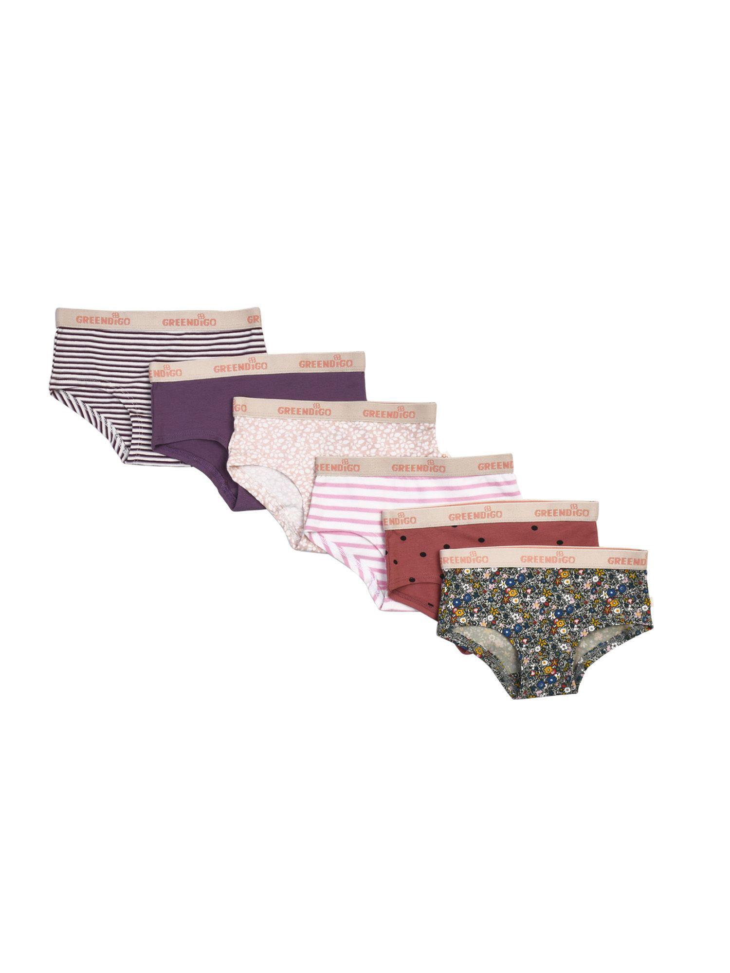 organic cotton girls printed panties (pack of 6)