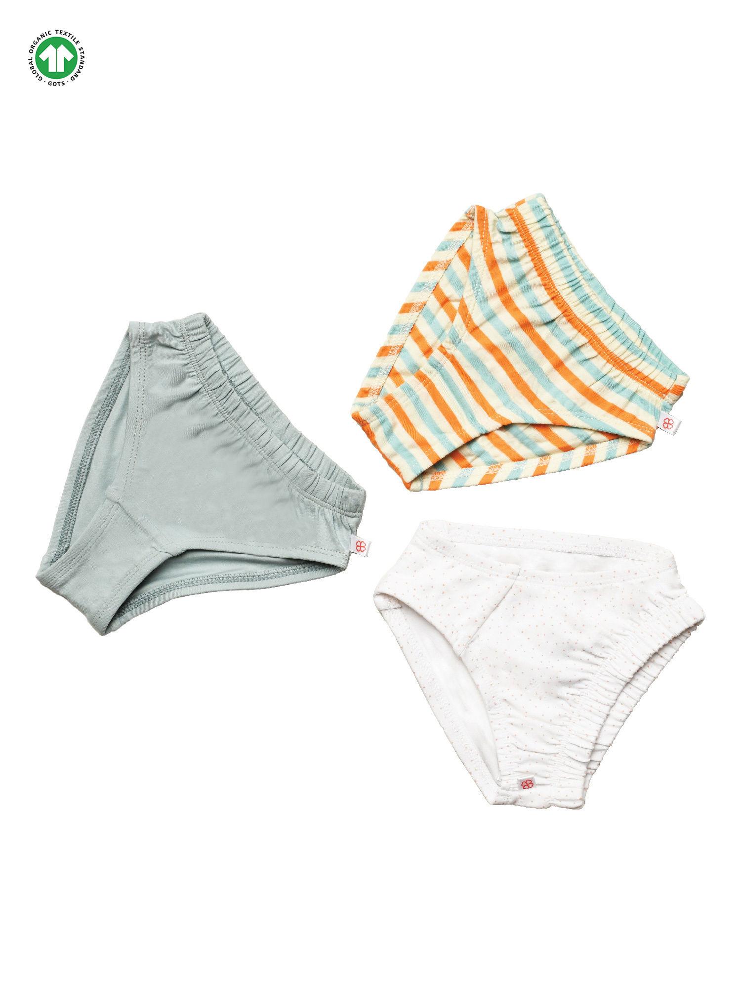 organic cotton solid & stripes multicolour panties underwear for girls