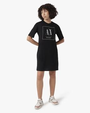 organic cotton t-shirt dress with foil logo print
