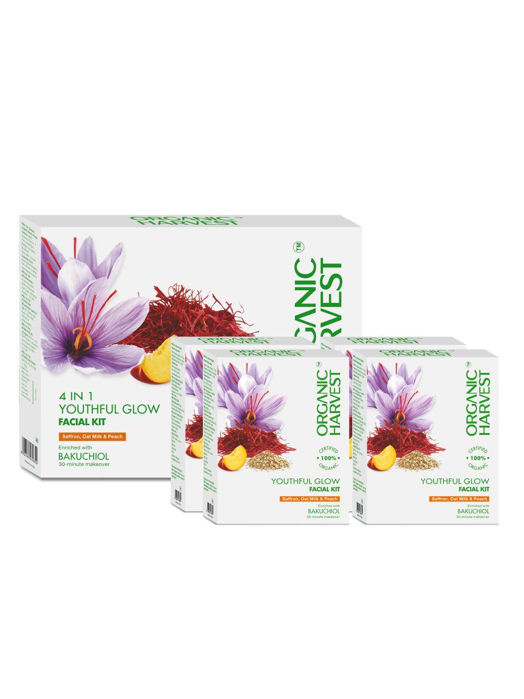 organic harvest 4-in-1 youthful glow facial kit with saffron & peach extracts