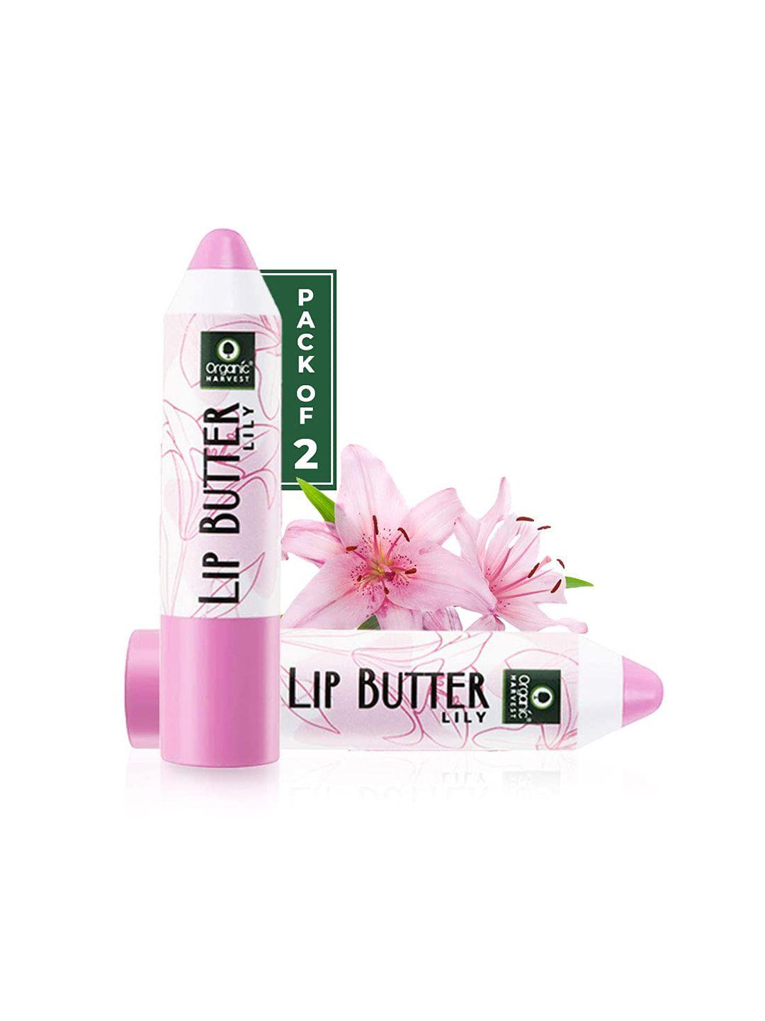 organic harvest set of 2 lily lip butter with vitamin e & mango butter