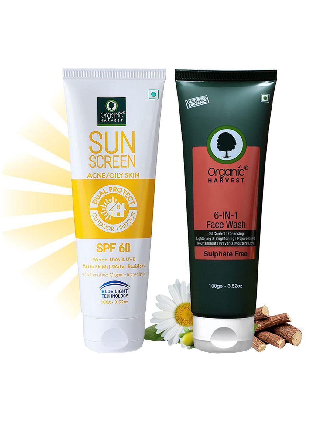 organic harvest set of 6-in-1 face wash & spf 60 sunscreen - 100 g each