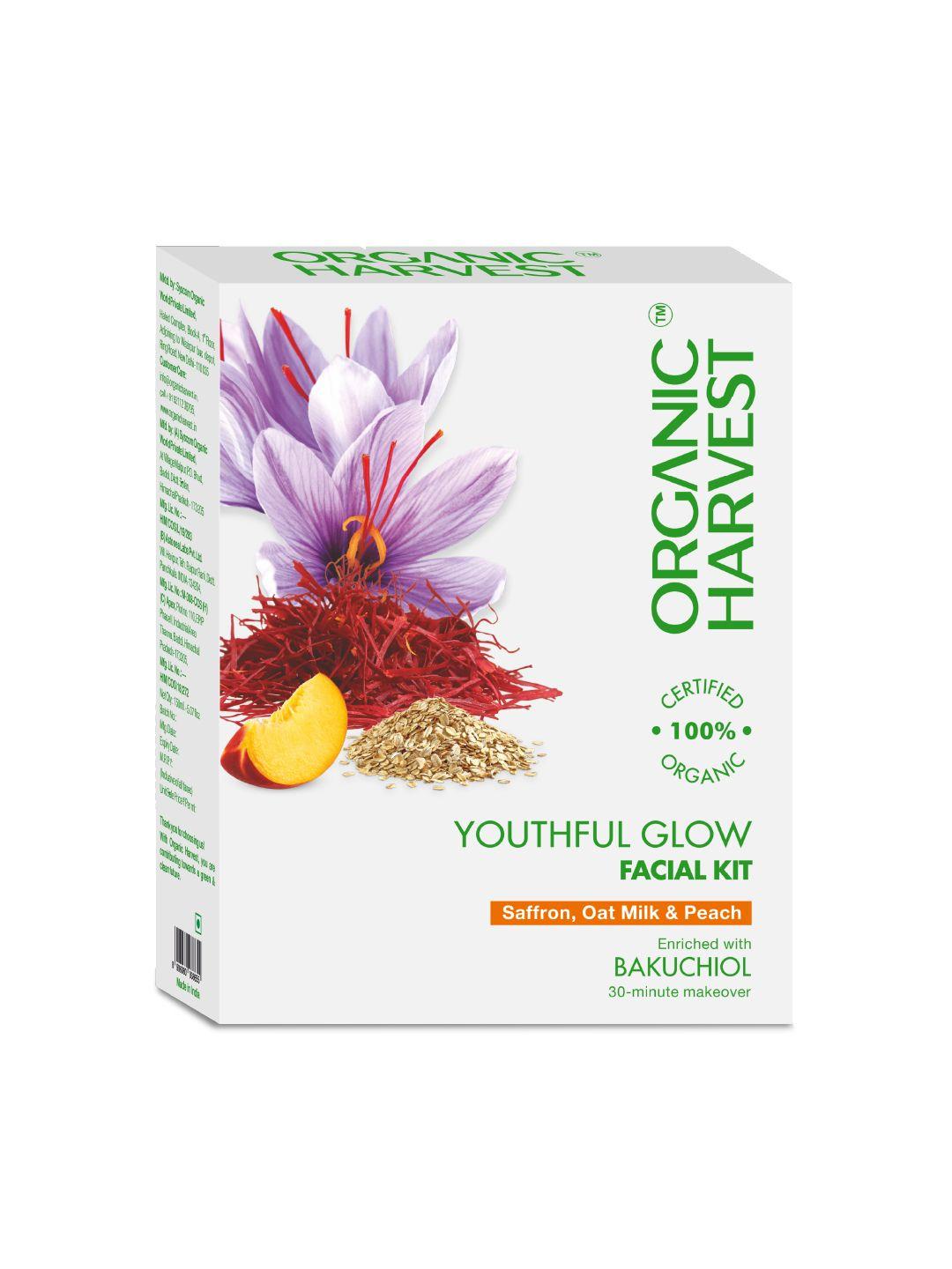 organic harvest youthful glow facial kit with saffron & peach extracts
